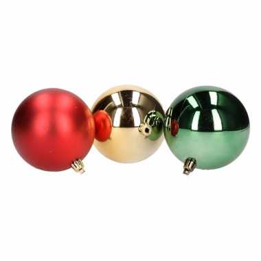 10- delige kerstballen set rood/groen 8 cm