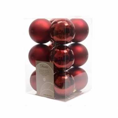 12-delige kerstballen set donker rood