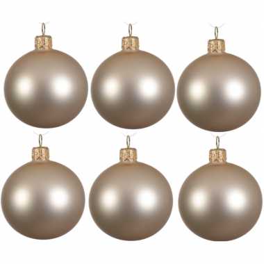 12x glazen kerstballen mat licht parel/champagne 8 cm kerstboom versiering/decoratie