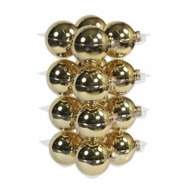 16x glazen kerstballen mat en glans goud 8 cm