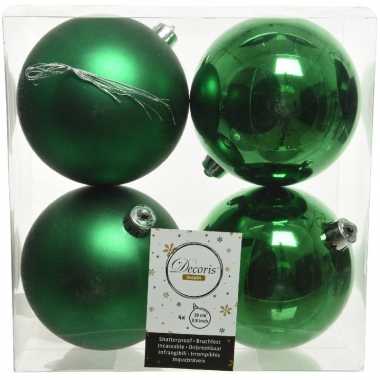 16x kunststof kerstballen glanzend/mat kerst groen 10 cm kerstboom versiering/decoratie