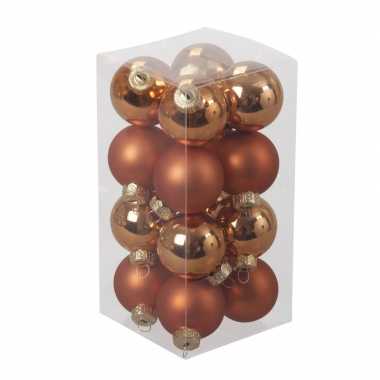 16x marigold oranje kleine glazen kerstballen 3,5 cm mat/glans