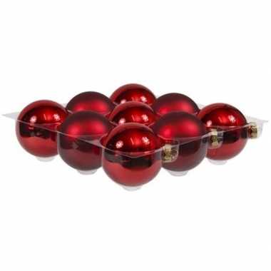 18x glazen kerstballen mat en glans rood 10 cm