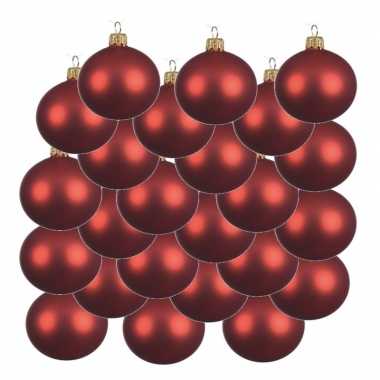 18x glazen kerstballen mat kerst rood 8 cm kerstboom versiering/decoratie