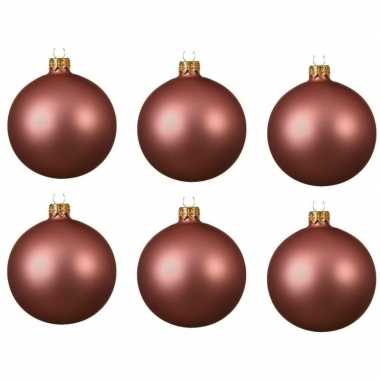 18x glazen kerstballen mat oud roze 8 cm kerstboom versiering/decoratie