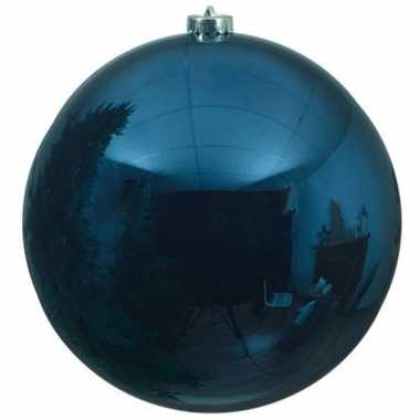1x grote raam/deur/kerstboom decoratie donkerblauwe kerstballen 20 cm glans