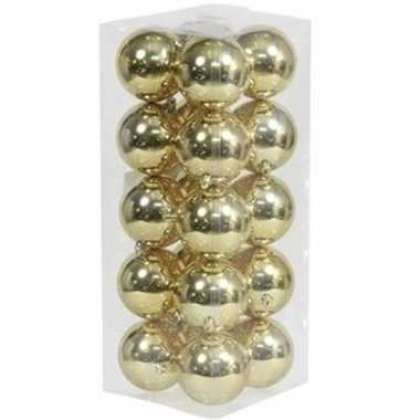 20x kunststof kerstballen glanzend goud 8 cm kerstboom versiering/decoratie
