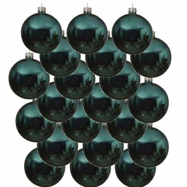 24x glazen kerstballen glans turkoois blauw 6 cm kerstboom versiering/decoratie