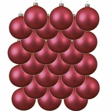 24x glazen kerstballen mat fuchsia roze 8 cm kerstboom versiering/decoratie