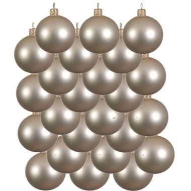 24x glazen kerstballen mat licht parel/champagne 8 cm kerstboom versiering/decoratie