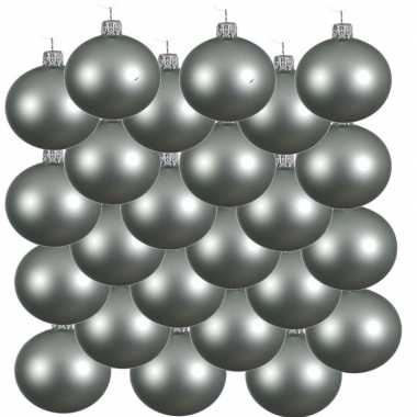 24x glazen kerstballen mat mintgroen 8 cm kerstboom versiering/decoratie