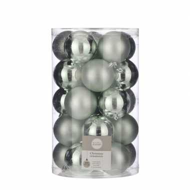 25x kunststof kerstballen mint groen 8 cm