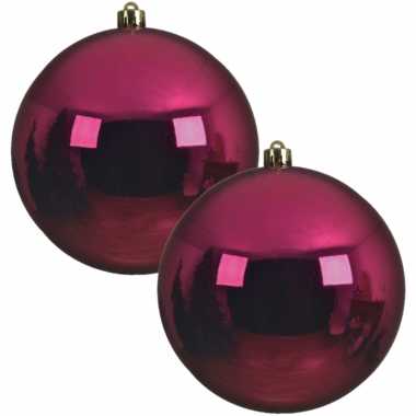 2x grote raam/deur/kerstboom decoratie bessen roze kerstballen 20 cm glans