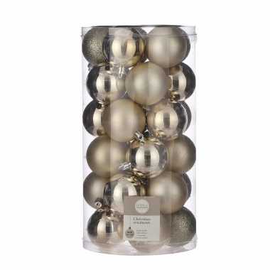 30x kunststof kerstballen licht champagne 6 cm