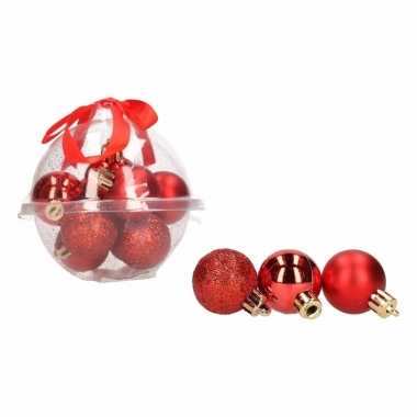 36x-delige mini kerstballenset rood 3 cm