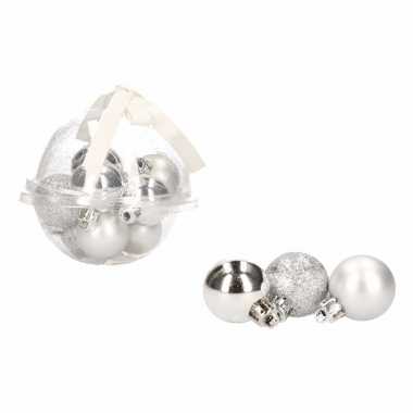 36x-delige mini kerstballenset zilver 3 cm