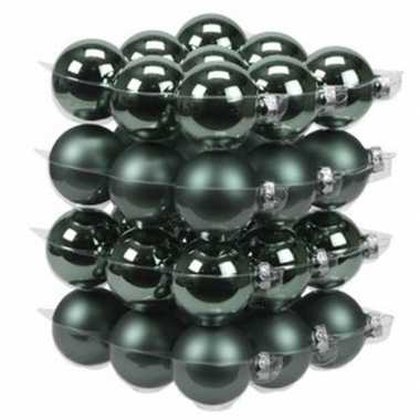36x glazen kerstballen mat en glans emerald groen 6 cm