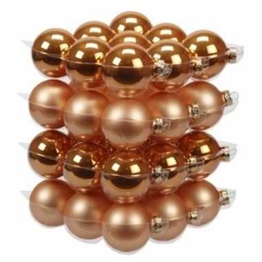 36x glazen kerstballen mat en glans oranje 6 cm