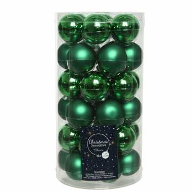 36x kerst groene kleine glazen kerstballen 4 cm mat en glans