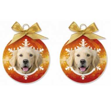 3x stuks huisdieren kerstballen golden retrievers honden 8 cm