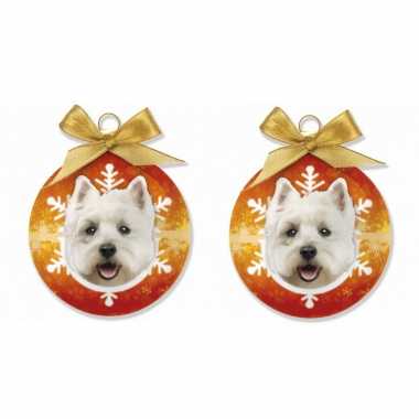 3x stuks kerstballen west highland terrier honden 8 cm