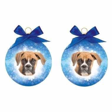 3x stuks kerstversiering dieren kerstballen boxer honden