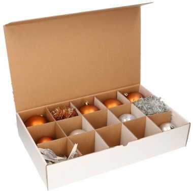4x kerstversiering opbergen doos met deksel voor 10 cm kerstballen