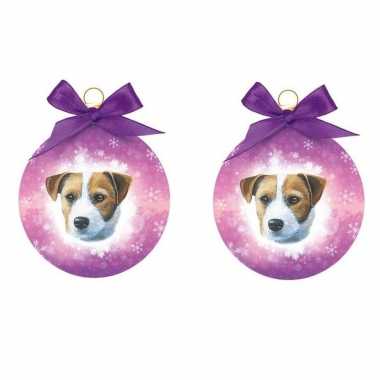 4x stuks huisdieren kerstballen jack russells honden 8 cm