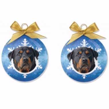 4x stuks kerstversiering dieren kerstballen rottweilers honden 8 cm