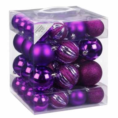 50x kunststof kerstballen pakket paars