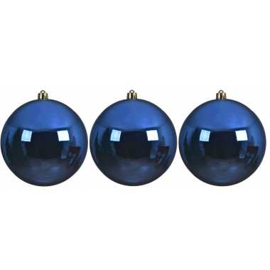 6x grote raam/deur/kerstboom decoratie kobalt blauwe kerstballen 14 cm glans