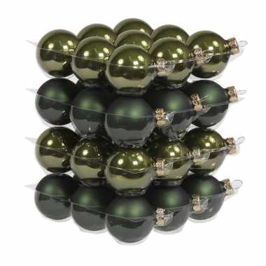 72x donker groene glazen kerstballen 4 cm mat/glans