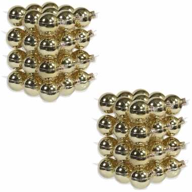 72x glazen kerstballen glans goud 4 cm