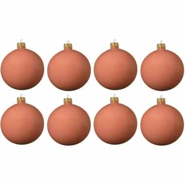 8x glazen kerstballen mat roze 10 cm kerstboom versiering/decoratie
