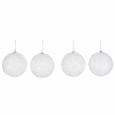 8x luxe witte kerstballen 8 cm