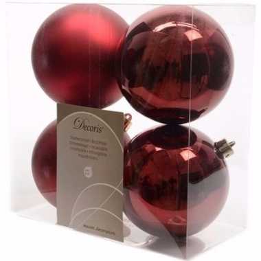 Ambiance christmas kerstboom decoratie kerstballen 10 cm donkerrood 4
