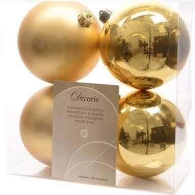 Ambiance christmas kerstboom decoratie kerstballen 10 cm goud 4 stuks