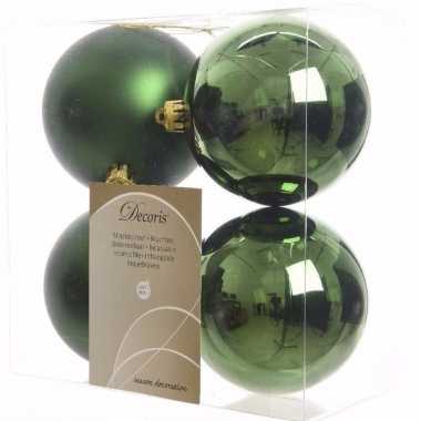 Ambiance christmas kerstboom decoratie kerstballen 10 cm groen 4 stuk