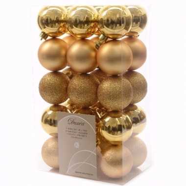Ambiance christmas kerstboom decoratie kerstballen 6 cm goud 30 stuks