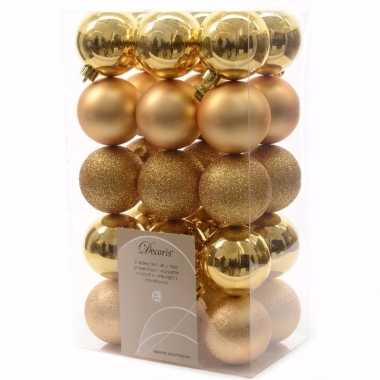 Christmas gold kerstboom decoratie kerstballen 6 cm goud 30 stuks