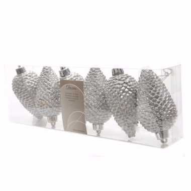 Christmas silver kerstballen dennenappelvorm glitter zilver