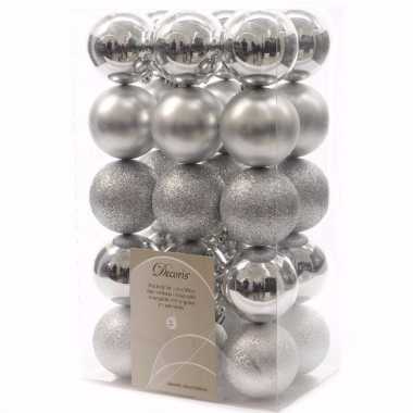 Christmas silver kerstboom decoratie kerstballen 6 cm zilver 30 stuks