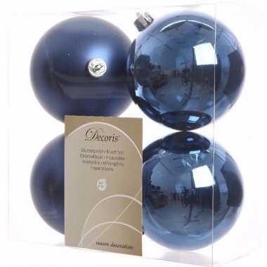 Elegant christmas kerstboom decoratie kerstballen 10 cm blauw 4 stuks