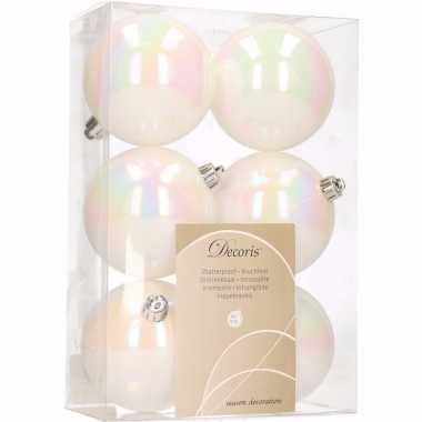 Elegant christmas kerstboom decoratie kerstballen wit 6 stuks
