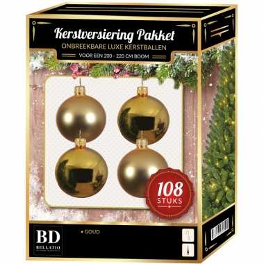 Gouden kerstballen pakket 108-delig voor 210 cm boom