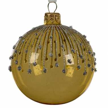 Gouden kerstballen transparant 8 cm