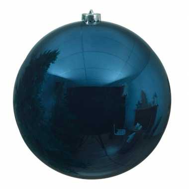 Grote raam/deur/kerstboom decoratie donkerblauwe kerstballen 14 cm glans