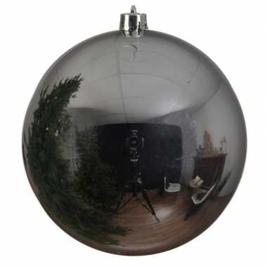 Grote raam/deur/kerstboom decoratie zilveren kerstballen 25 cm glans