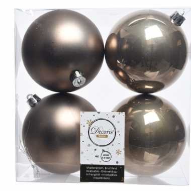 Kerstversiering kerstballen bruin kunststof 10 cm