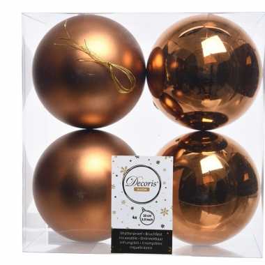Kerstversiering kerstballen koper kunststof 10 cm